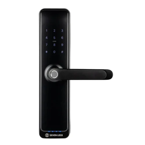 Розумний дверний біометричний замок SEVEN LOCK SL-7767BFW black (врізна частина 7068)