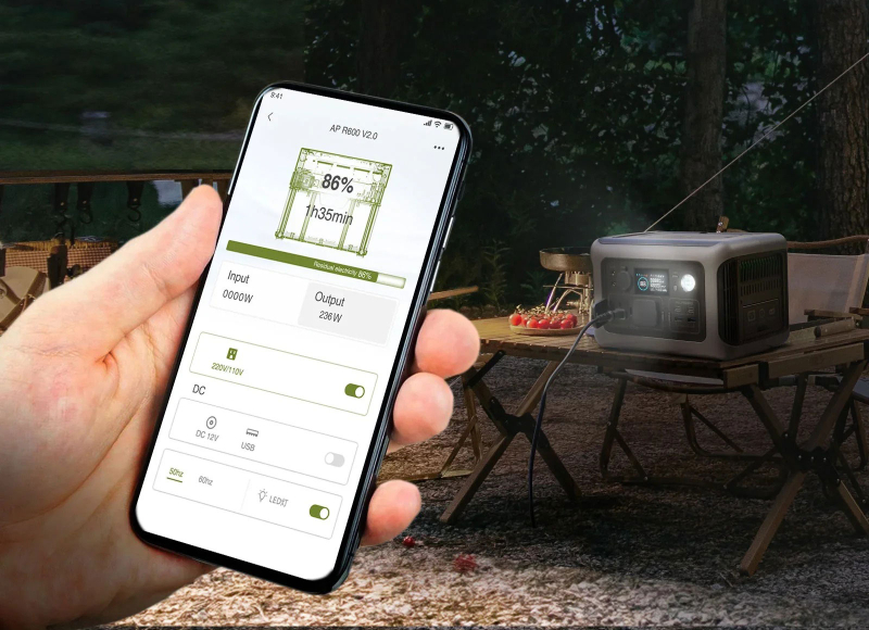 Power station ALLPOWERS R600 APP Control, 600W, 299Wh LiFePO4 3500Cycles, MPPT 300w max, CAR port, DC12/24V, 2хAC 220V, 2xUSB-TYPE-C 100W, 2xUSB-A 36W - 2
