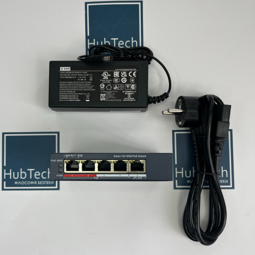 4-портовий керований POE комутатор Hikvision DS-3E1105P-EI/V2