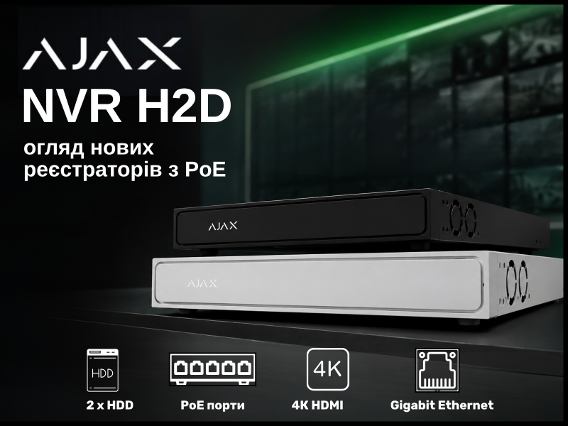 Ajax NVR H2D: обзор новых видеорегистраторов с PoE