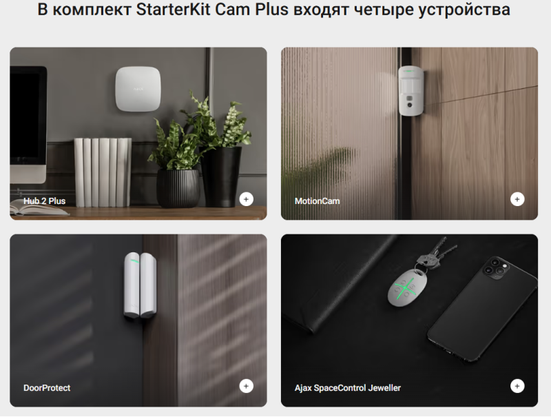 Комплект охранной сигнализации Ajax StarterKit Cam Plus HDR ECG UA white