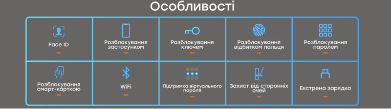 Замок біометричний автономний Trinix TRL-8801BTV Black з Bluetooth, розпізнаванням облич, зчитувачем відбитків пальців і карт Mifare - 1