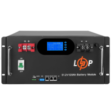 Акумулятор LP LiFePO4 51,2V - 120 Ah 6000Wh (Smart BMS 100A) с LCD RM AB RS485/CAN
