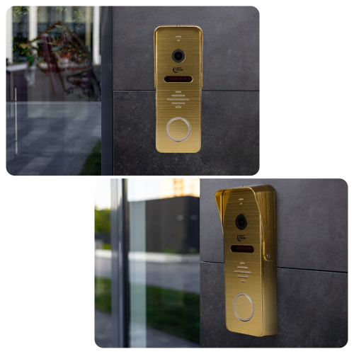 Комплект відеодомофона Light Vision: домофон 7" SINGAPORE (AI) FHD Black та відеопанель RIO FHD Gold