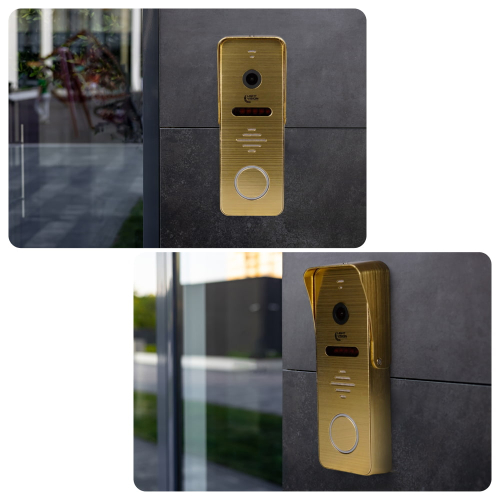 Комплект відеодомофона Light Vision: домофон 7" AMSTERDAM FHD White та відеопанель RIO FHD Gold