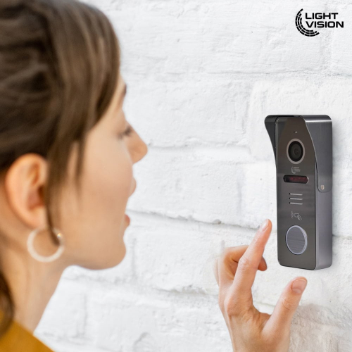 Комплект відеодомофона Light Vision: домофон 10" SINGAPORE (AI) FHD White та відеопанель RIO FHD Grey