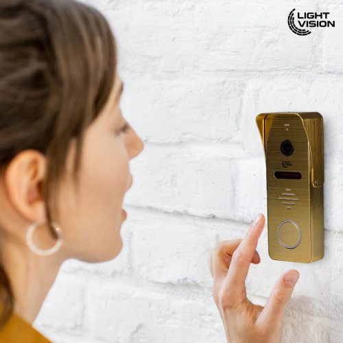 Комплект відеодомофона Light Vision: домофон 7" AMSTERDAM FHD Grey та відеопанель RIO FHD Gold