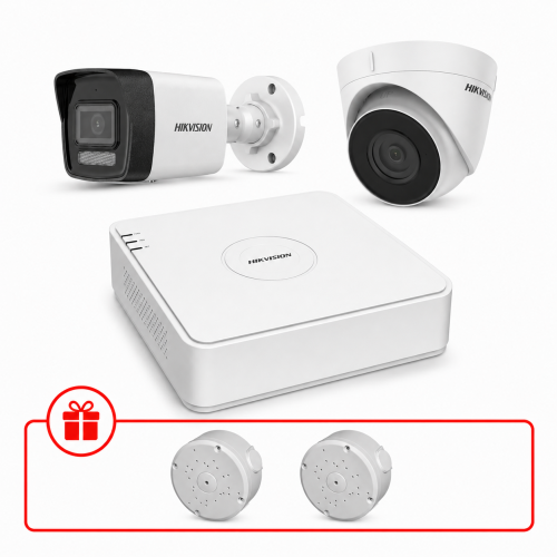 Комплект IP відеоспостереження Hikvision Smart Hybrid Light 2МП KIT-DS0211 з мікрофоном