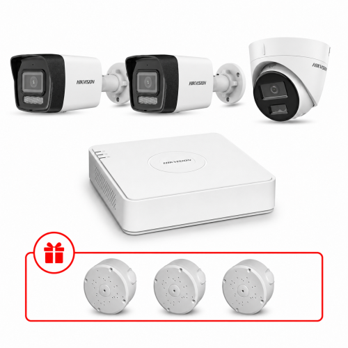 Комплект IP відеоспостереження Hikvision Smart Hybrid Light 2МП KIT-DS0214 з мікрофоном