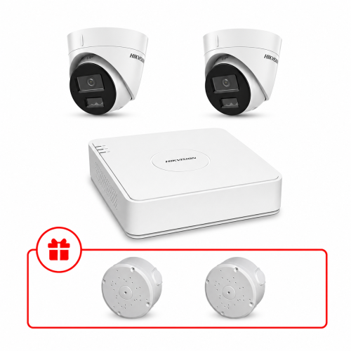 Комплект IP відеоспостереження Hikvision Smart Hybrid Light 2МП KIT-DS0218 з мікрофоном