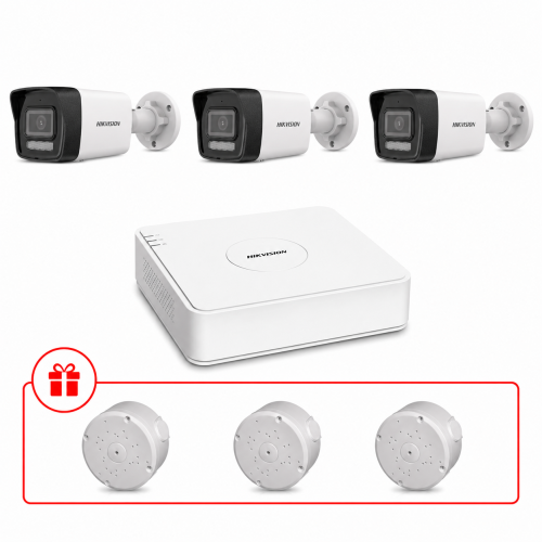 Комплект IP відеоспостереження Hikvision Smart Hybrid Light 2МП KIT-DS0223 з мікрофоном