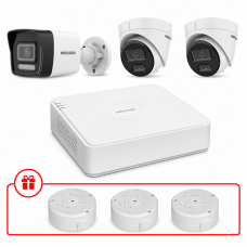 Комплект IP відеоспостереження Hikvision Smart Hybrid Light 4МП KIT-DS0248 з мікрофоном