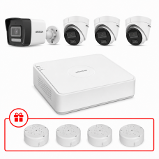 Комплект IP відеоспостереження Hikvision Smart Hybrid Light 4МП KIT-DS0249 з мікрофоном