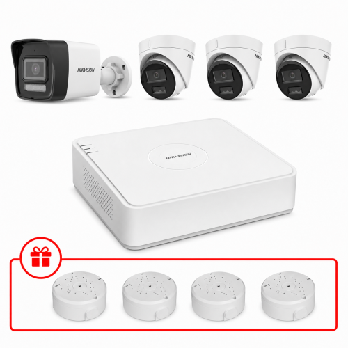 Комплект IP відеоспостереження Hikvision Smart Hybrid Light 4МП KIT-DS0249 з мікрофоном