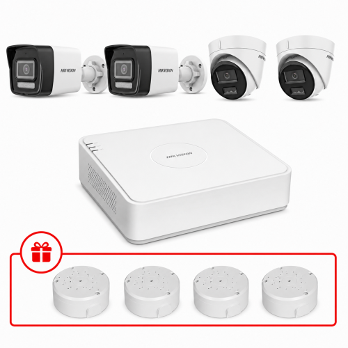 Комплект IP відеоспостереження Hikvision Smart Hybrid Light 4МП KIT-DS0251 з мікрофоном