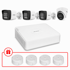 Комплект IP відеоспостереження Hikvision Smart Hybrid Light 4МП KIT-DS0252 з мікрофоном