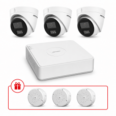 Комплект IP відеоспостереження Hikvision Smart Hybrid Light 4МП KIT-DS0255 з мікрофоном