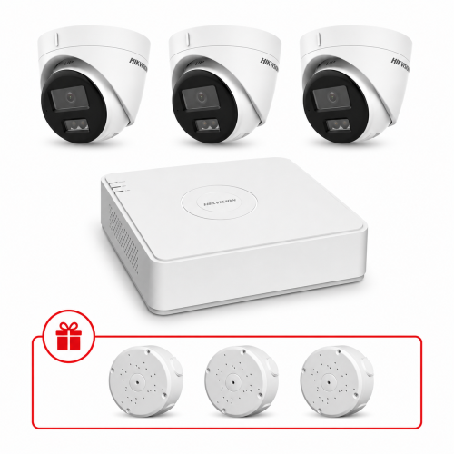 Комплект IP відеоспостереження Hikvision Smart Hybrid Light 4МП KIT-DS0255 з мікрофоном