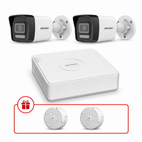 Комплект IP відеоспостереження Hikvision Smart Hybrid Light 4МП KIT-DS0258 з мікрофоном