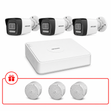 Комплект IP відеоспостереження Hikvision Smart Hybrid Light 4МП KIT-DS0259 з мікрофоном