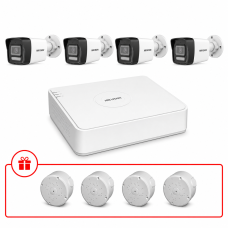 Комплект IP відеоспостереження Hikvision Smart Hybrid Light 4МП KIT-DS0260 з мікрофоном