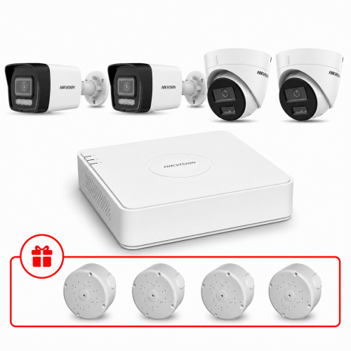 Комплект IP відеоспостереження Hikvision Smart Hybrid Light 2МП KIT-DS0215 з мікрофоном