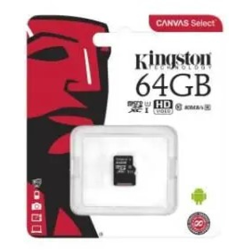 Карта памяти kingston 64gb microsdxc class 10 canvas select plus 100r a1 (sdcs2/64gbsp)