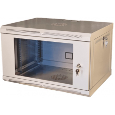 Шафа телекомунікаційна 19", настінна 6U (370х600х350) двері акріл, сіра