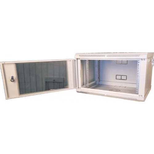 Шафа телекомунікаційна 19", настінна 6U (370х600х350) двері акріл, сіра