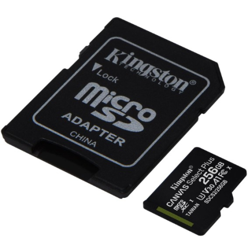 Карта памяти kingston 256gb microsd class 10 a1 canvas select plus (sdcs2/256gb)