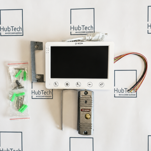 Комплект відеодомофона BCOM BD-710S Kit: відеодомофон 7" white та відеопанель silver