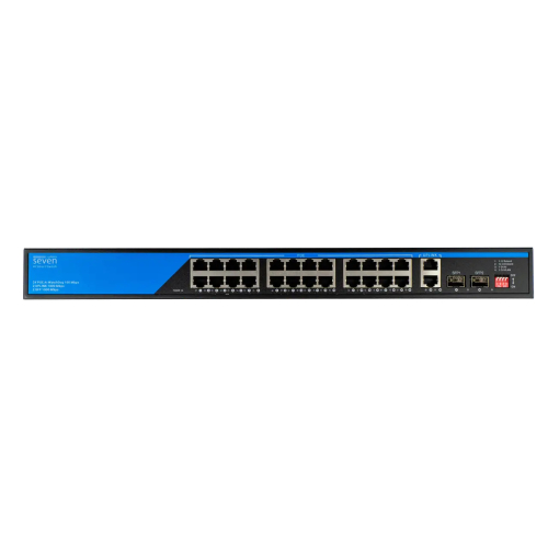 PoE комутатор (switch) 24 порти SEVEN P-73224G-2SFP