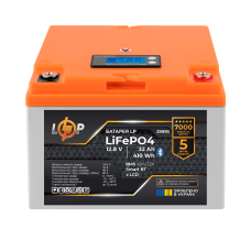 Акумулятор LP LiFePO4 12,8V - 32 Ah (410Wh) (BMS 40А/32A) пластик LCD Smart BT