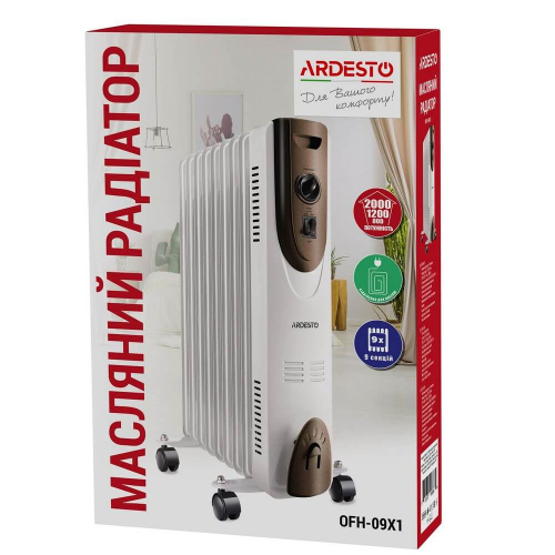 Масляний радіатор Ardesto OFH-09X1, 9 секцій, 2000 Вт, до 20 м2, мех.управління