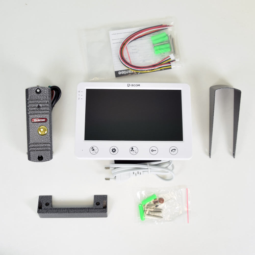 Комплект відеодомофона BCOM BD-710S Kit: відеодомофон 7" white та відеопанель silver