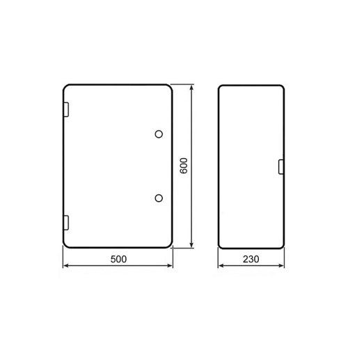 Щит ERKA 025 500 x 600 x 230 мм с монтажной панелью и отопительной дверцей