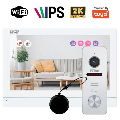 Комплект Wi-Fi домофону 7 дюймів з панеллю виклику SEVEN DP-7576/03Kit White