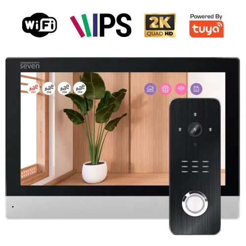 Комплект Wi-Fi домофона 7 дюймов с вызывной панелью SEVEN DP-7579/07Kit black