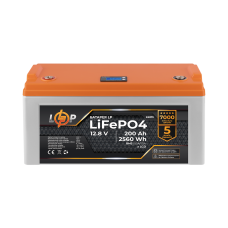 Акумулятор LP LiFePO4 12,8V - 200 Ah (2560Wh) (BMS 150A/75А) пластик LCD для ДБЖ