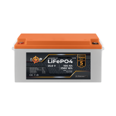 Акумулятор LP LiFePO4 25,6V - 100 Ah (2560Wh) (BMS 100A/50А) пластик Smart BT