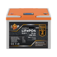 Аккумулятор LP LiFePO4 12,8V - 70 Ah (896Wh) (BMS 50A/25А) пластик LCD для ИБП