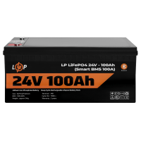 Аккумулятор LP LiFePO4 24V (25,6V) - 100 Ah (2560Wh) (Smart BMS 100А) с BT пластик для ИБП
