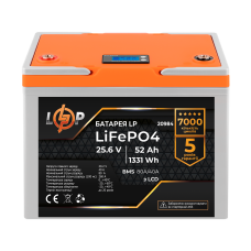 Акумулятор LP LiFePO4 LCD 24V (25,6V) - 52 Ah (1331Wh) (BMS 80A/40А) пластик
