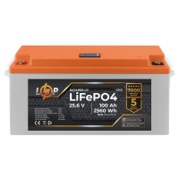 Аккумулятор LP LiFePO4 24V (25,6V) - 100 Ah (2560Wh) (BMS 200/100А) пластик LCD для ИБП