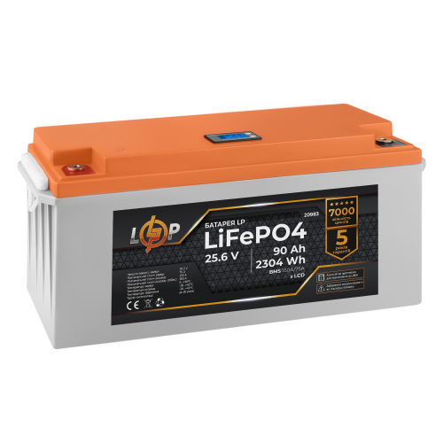 Акумулятор LP LiFePO4 для ДБЖ LCD 24V (25,6V) - 90 Ah (2304Wh) (BMS 150A/75А) пластик
