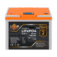 Аккумулятор LP LiFePO4 12,8V - 60 Ah (768Wh) (BMS 50A/25А) пластик LCD для ИБП
