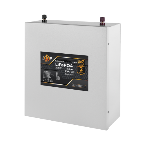 Акумулятор LP LiFePO4 25,6V - 100 Ah (2560Wh) (BMS 80A/40А) метал