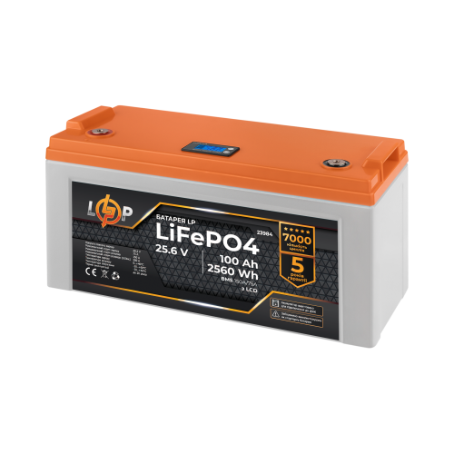 Акумулятор LP LiFePO4 25,6V - 100 Ah (2560Wh) (BMS 150A/75А) пластик для ДБЖ