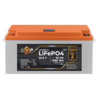 Аккумулятор LP LiFePO4 25,6V - 50 Ah (1280Wh) (BMS 80A/40А) пластик LCD для ИБП