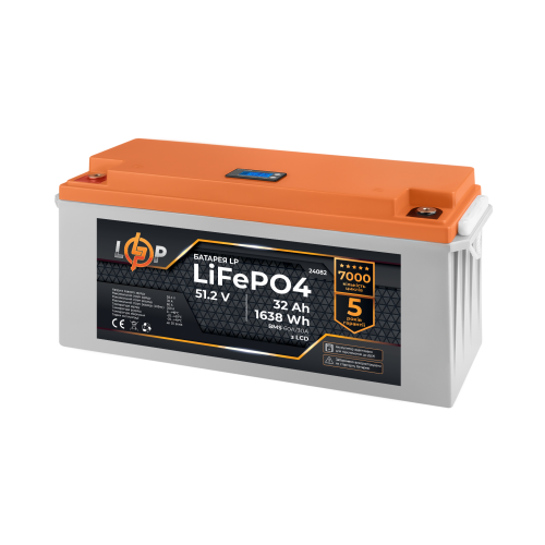 Акумулятор LP LiFePO4 48V (51,2V) - 32 Ah (1638Wh) (BMS 60A/30А) пластик LCD для ДБЖ